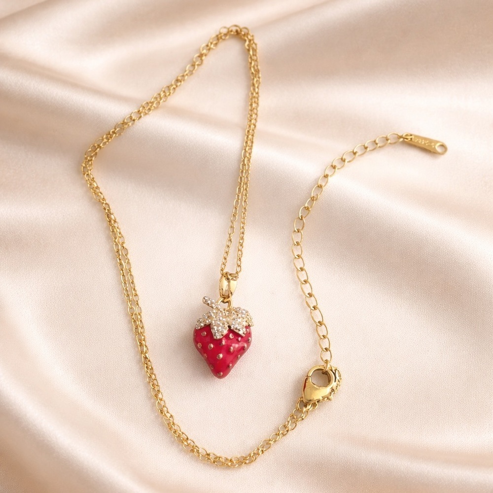 Red Strawberry Gold Necklace